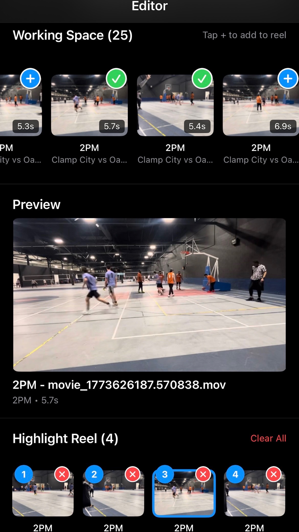 Highlight reel mixtape editor